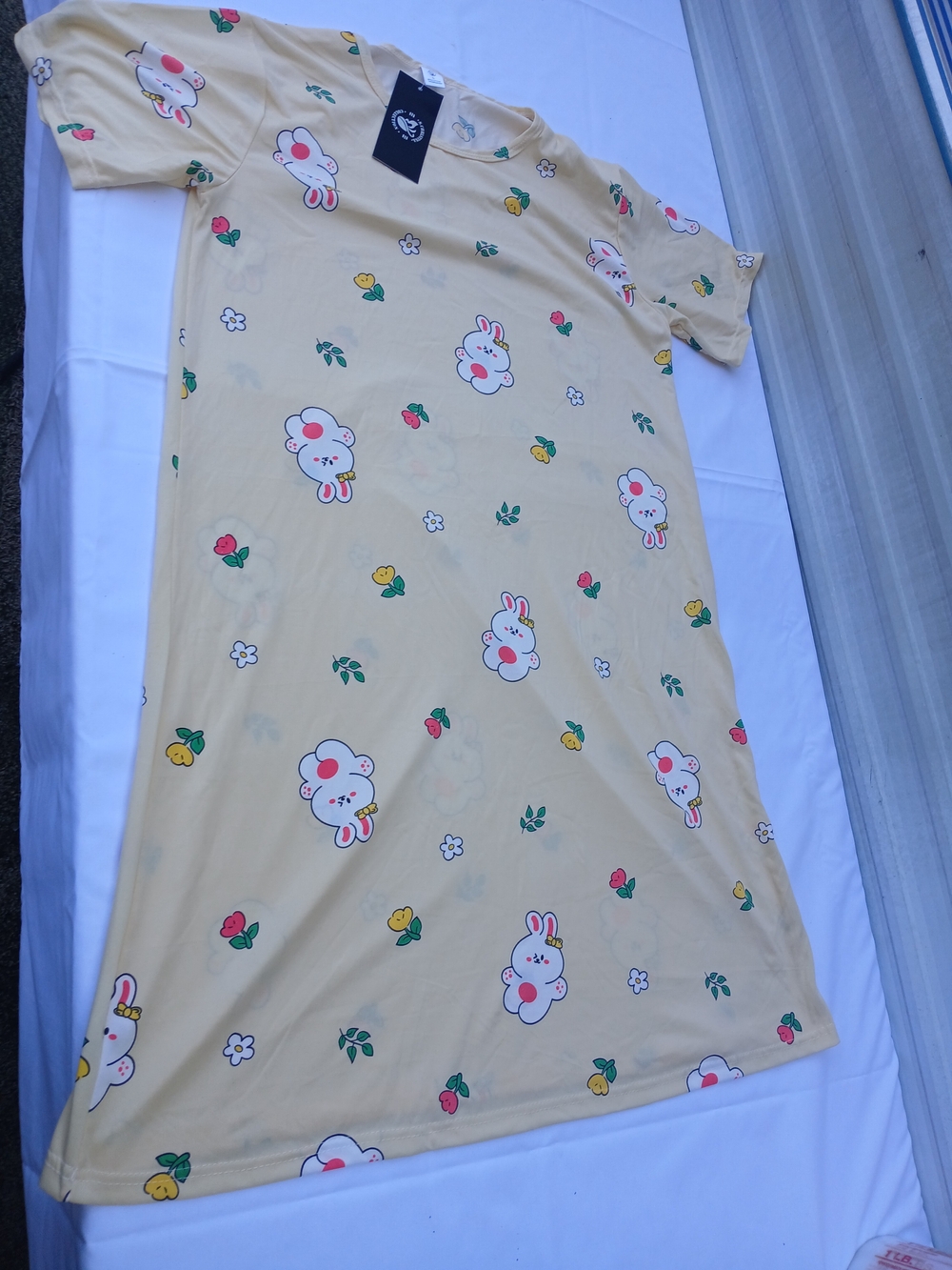 Christina Yellow Cartoon Bunny Print Dress